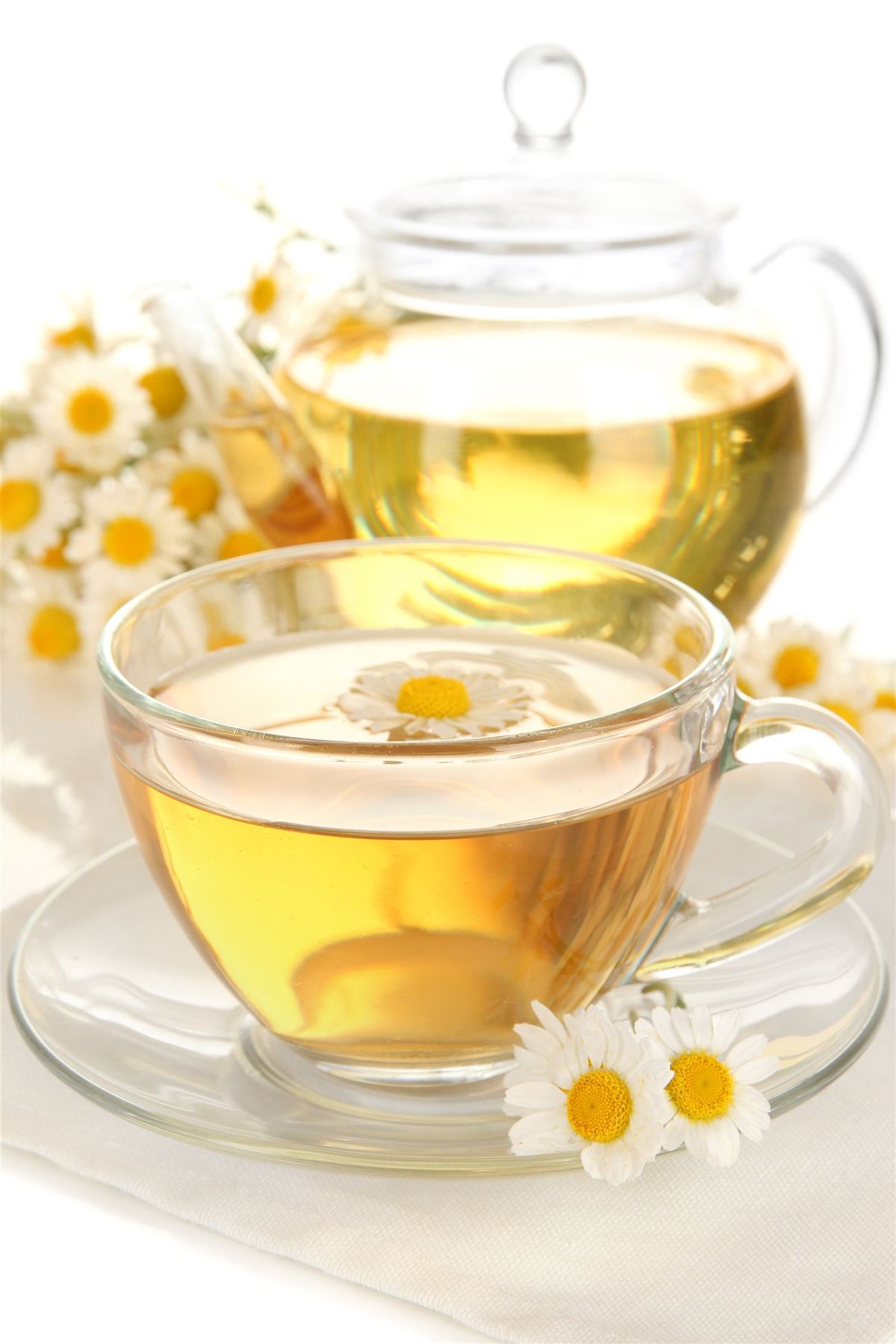 Chamomile tea in glass cups